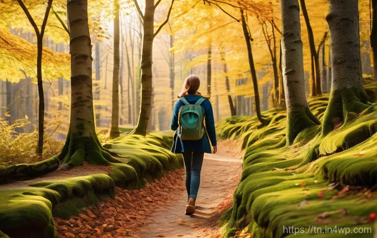 역사적 순례 여행의 의미를 되새기는 방법 - A solo traveler, a woman in her late 20s, with a small backpack and comfortable walking shoes, walks...