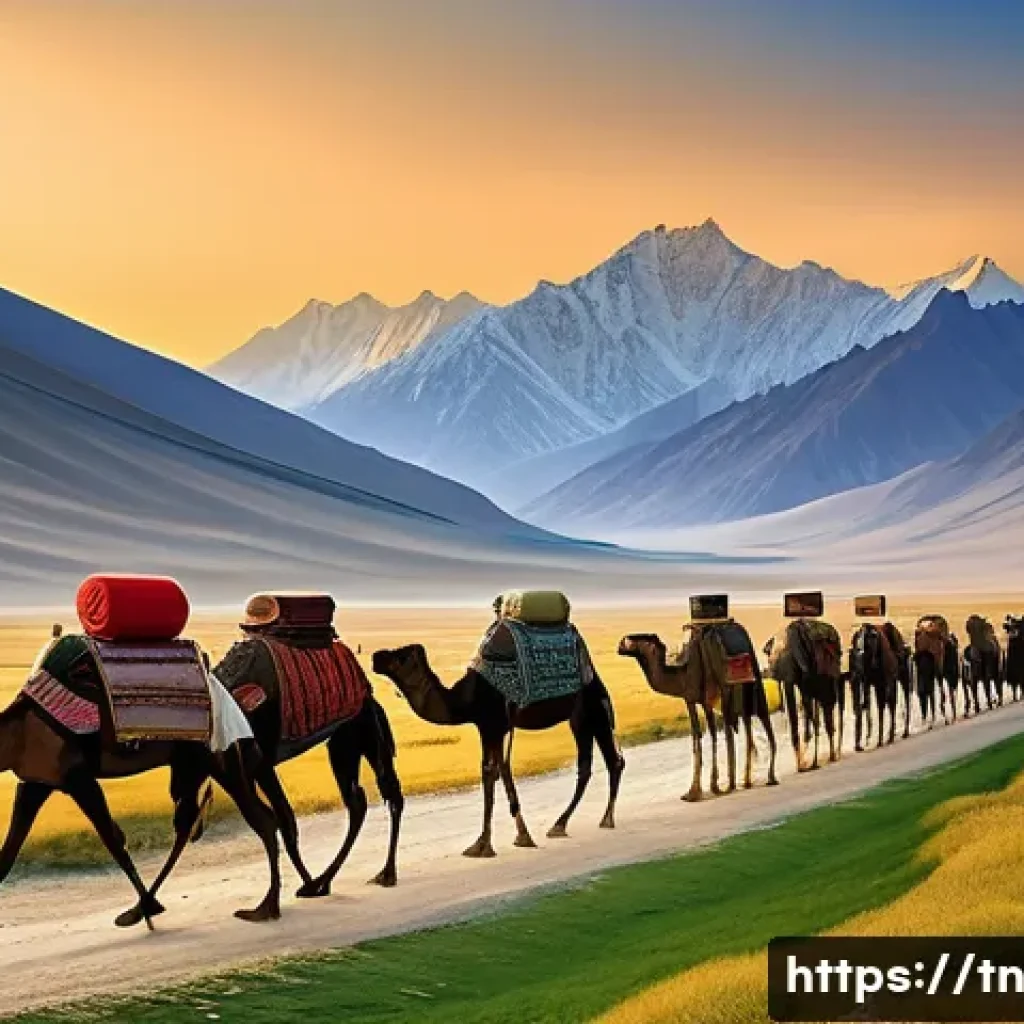 역사적 순례 여행의 글로벌 사례 비교 - **Image Prompt 1: The Majestic Silk Road Journey**
A panoramic, awe-inspiring view of an ancient...